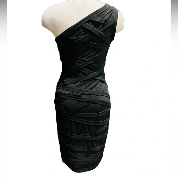 Tadashi Shoji  Black One Shoulder Midi Lenght Dress Size - Picture 5 of 13